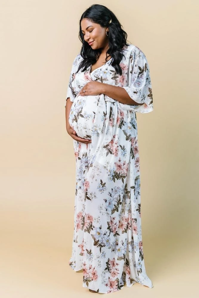 BB Custom Kia Kimono Maxi Dress | White Floral 11 BB Custom Kia Kimono Maxi Dress | White Floral