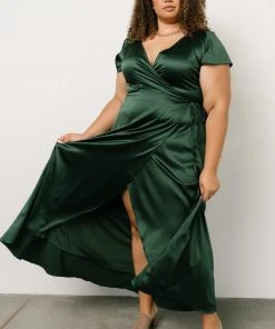 BB Custom Dresses Krystal Satin Wrap Gown | Green 23 BB Custom Dresses Krystal Satin Wrap Gown | Green