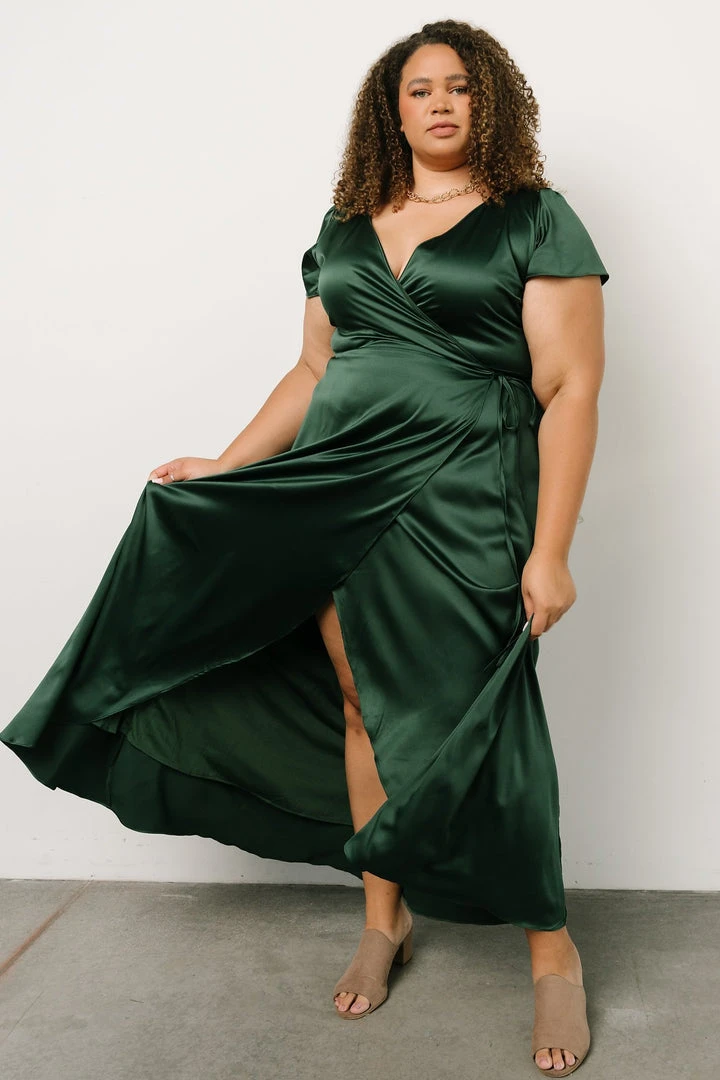 BB Custom Dresses Krystal Satin Wrap Gown | Green 11 BB Custom Dresses Krystal Satin Wrap Gown | Green