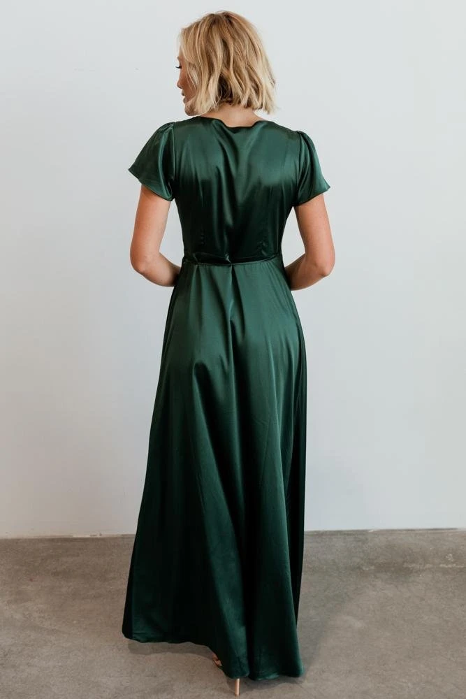 BB Custom Dresses Krystal Satin Wrap Gown | Green 5 BB Custom Dresses Krystal Satin Wrap Gown | Green