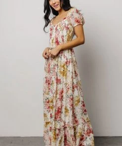 BB Custom Dresses Larissa Maxi Dress | Berry And Golden Floral