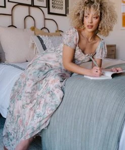 BB Custom Dresses Larissa Maxi Dress | Peach And Sage Floral