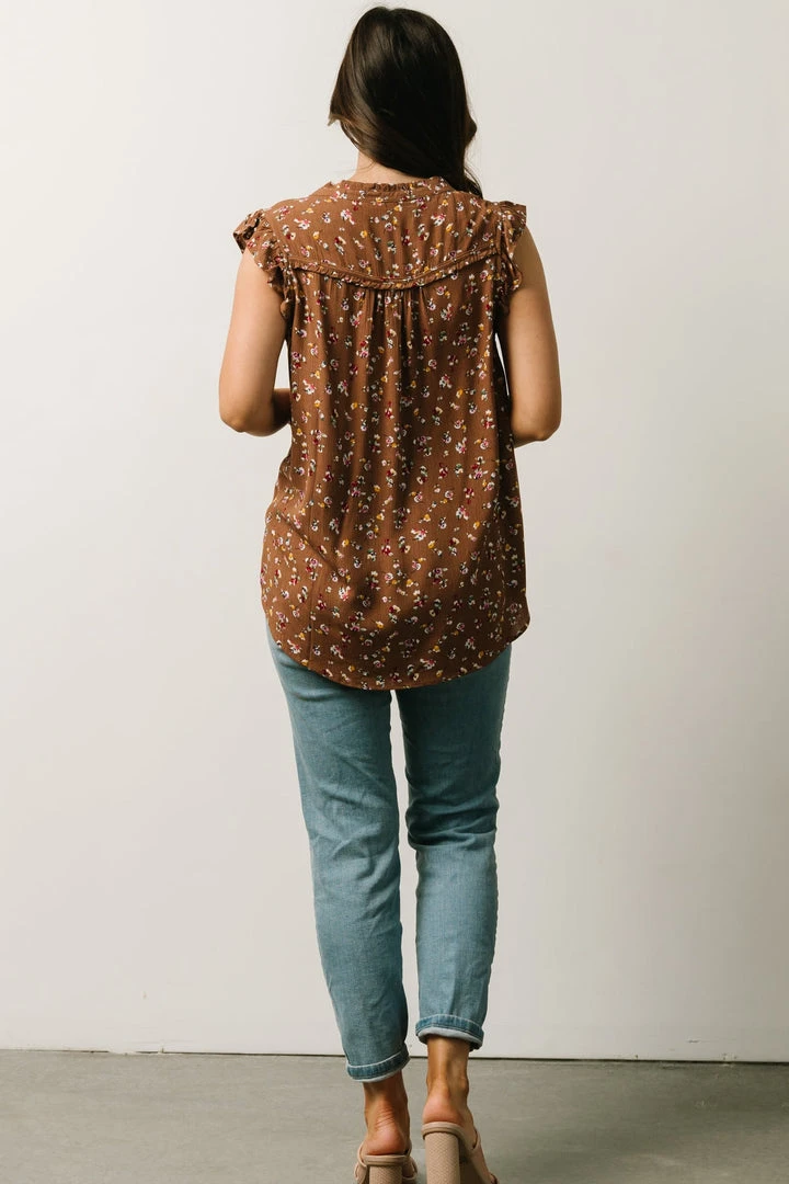 KA Lars Top | Mocha Multi Floral 3 KA Lars Top | Mocha Multi Floral