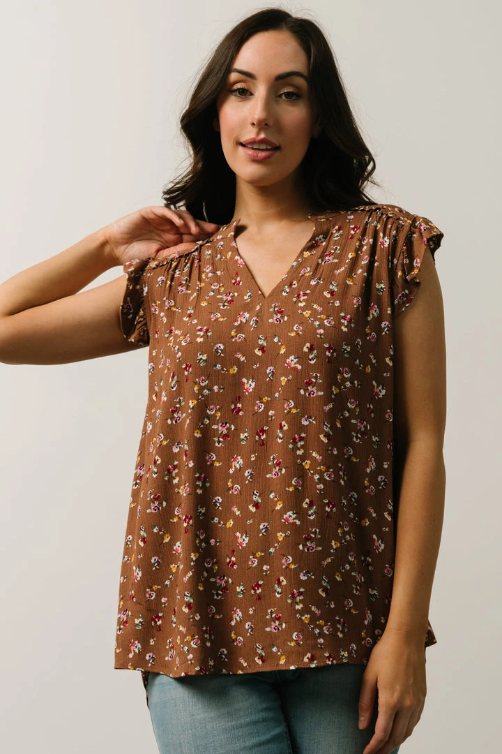 KA Lars Top | Mocha Multi Floral 1 KA Lars Top | Mocha Multi Floral