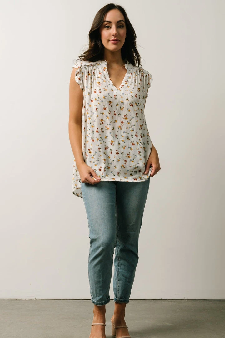 KA Lars Top | White Multi Floral Tops 4 KA Lars Top | White Multi Floral Tops