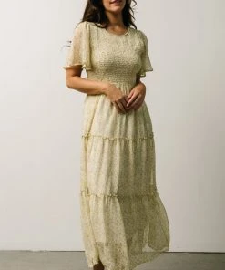 Leilani Tiered Midi Dress | Yellow + Green Multi Floral Dresses