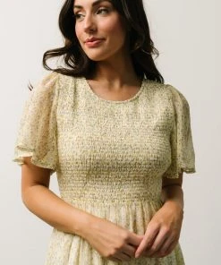 Leilani Tiered Midi Dress | Yellow + Green Multi Floral Dresses