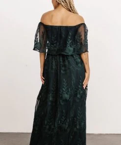 BB Custom Leon Off Shoulder Maxi Dress | Emerald Dresses
