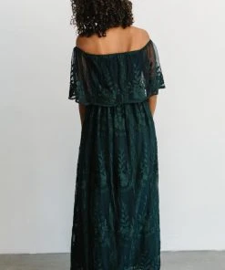 BB Custom Leon Off Shoulder Maxi Dress | Emerald Dresses