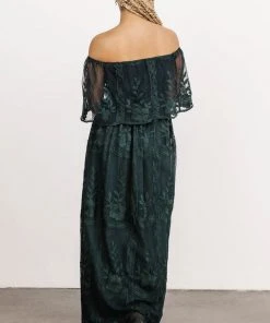 BB Custom Leon Off Shoulder Maxi Dress | Emerald Dresses