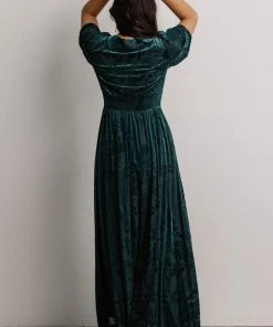 BB Custom Dresses Leslie Embossed Velvet Maxi | Emerald