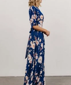 Soi Lilly Wrap Maxi Dress | Blue Floral