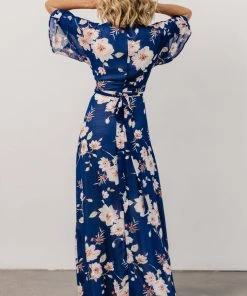 Soi Lilly Wrap Maxi Dress | Blue Floral
