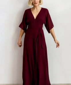 Soi Lilly Wrap Maxi Dress | Burgundy Dresses