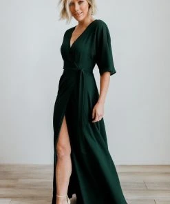 Soi Lilly Wrap Maxi Dress | Dark Green