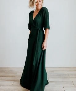Soi Lilly Wrap Maxi Dress | Dark Green