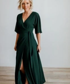 Soi Lilly Wrap Maxi Dress | Dark Green