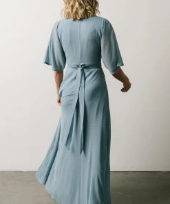 Soi Lilly Wrap Maxi Dress | Dusty Blue