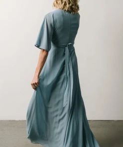 Soi Lilly Wrap Maxi Dress | Dusty Blue