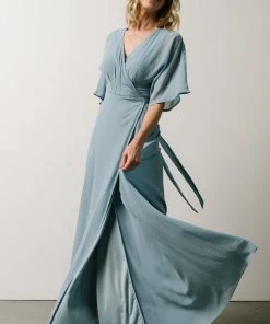 Soi Lilly Wrap Maxi Dress | Dusty Blue
