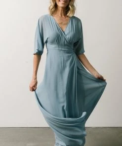 Soi Lilly Wrap Maxi Dress | Dusty Blue
