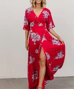 Soi Lilly Wrap Maxi Dress | Fuchsia Floral Dresses