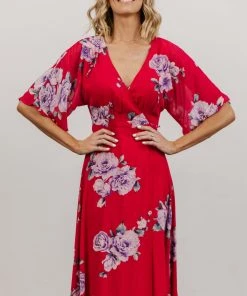 Soi Lilly Wrap Maxi Dress | Fuchsia Floral Dresses