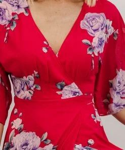 Soi Lilly Wrap Maxi Dress | Fuchsia Floral Dresses