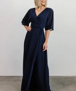 Soi Lilly Wrap Maxi Dress | Navy Dresses
