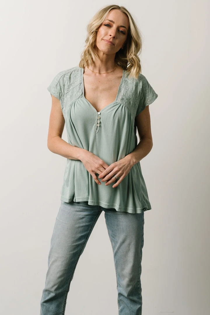 IL Lindley Embroidery Top | Dusty Sage 1 IL Lindley Embroidery Top | Dusty Sage