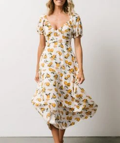 POL Linnea Midi Dress | Lemon Print Dresses