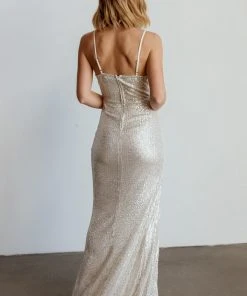 RR Linz Sequin Maxi Dress | Cream Dresses