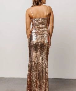 RR Linz Sequin Maxi Dress | Rose Gold Dresses