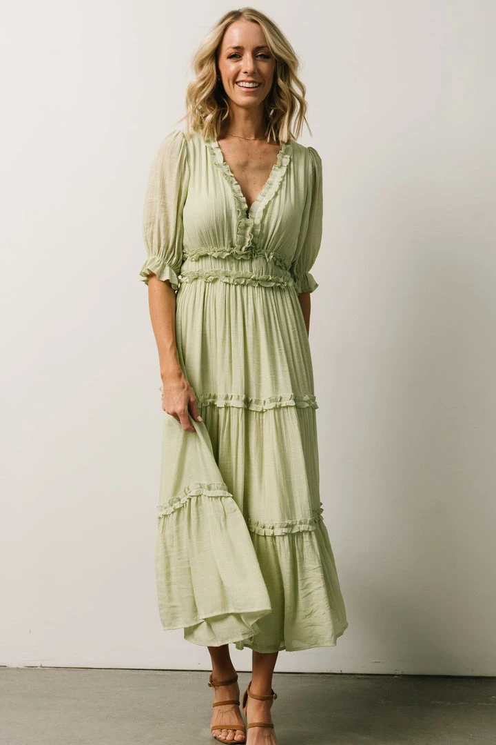 FT Dresses Lonnie Tiered Midi Dress | Light Green 5 FT Dresses Lonnie Tiered Midi Dress | Light Green