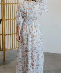 BB Custom Luca Jacquard Kimono Maxi Dress | Blue Camel