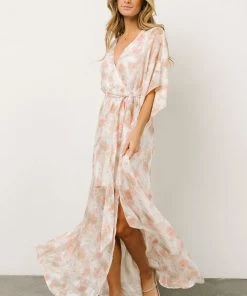 BB Custom Luca Jacquard Kimono Maxi Dress | Pastel Floral Dresses