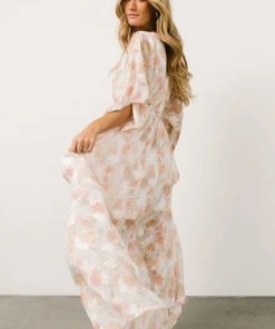BB Custom Luca Jacquard Kimono Maxi Dress | Pastel Floral Dresses