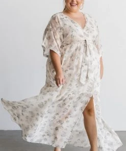 BB Custom Dresses Luca Jacquard Kimono Maxi Dress | Sage