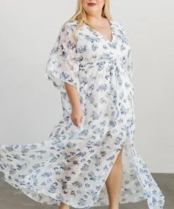 BB Custom Luca Jacquard Kimono Maxi Dress | Slate Blue Dresses