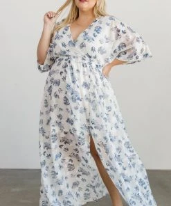 BB Custom Luca Jacquard Kimono Maxi Dress | Slate Blue Dresses