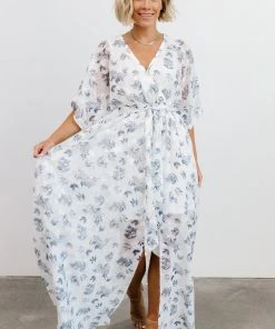 BB Custom Luca Jacquard Kimono Maxi Dress | Slate Blue Dresses