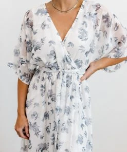 BB Custom Luca Jacquard Kimono Maxi Dress | Slate Blue Dresses