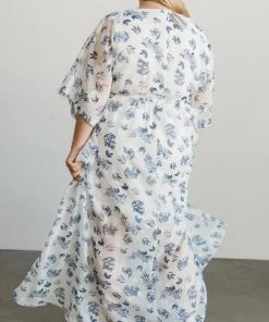 BB Custom Luca Jacquard Kimono Maxi Dress | Slate Blue Dresses