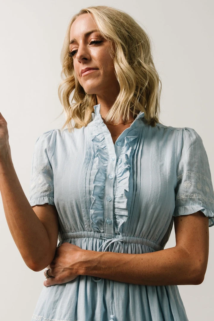 IL Lucy Button Front Midi Dress | Powder Blue Dresses 5 IL Lucy Button Front Midi Dress | Powder Blue Dresses