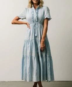 IL Lucy Button Front Midi Dress | Powder Blue Dresses
