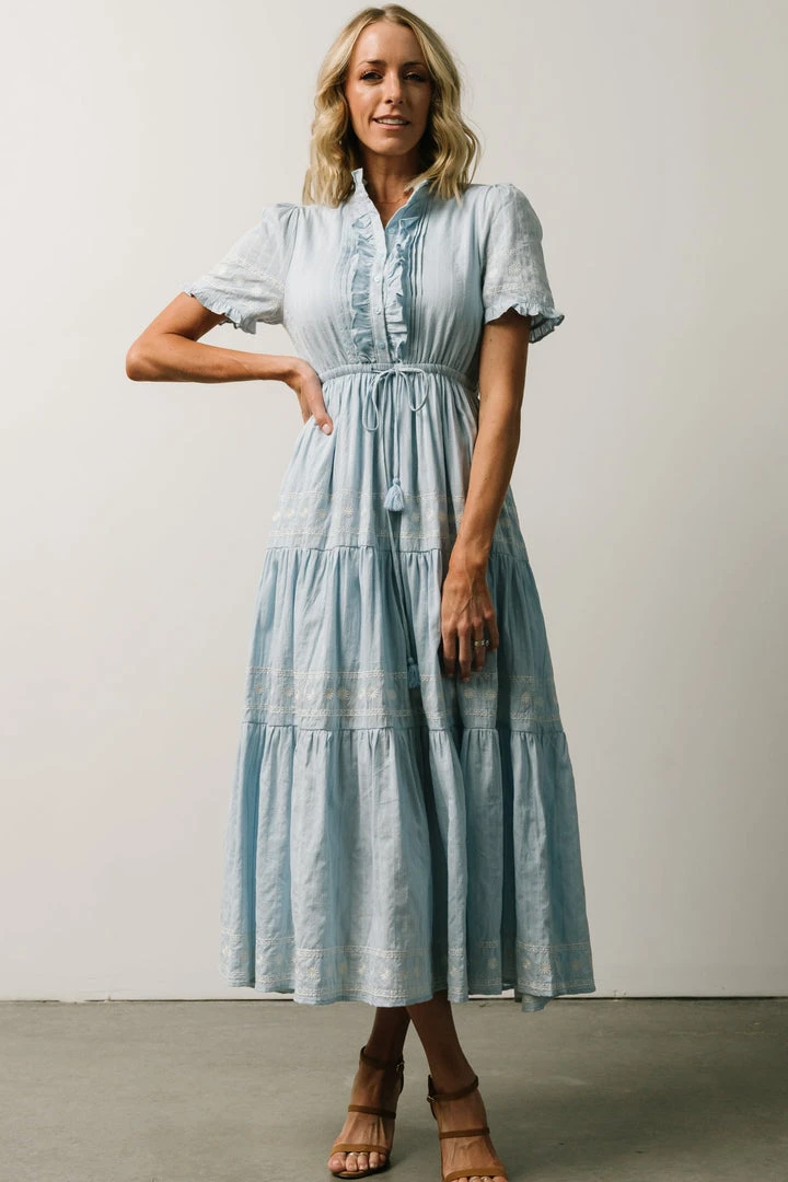 IL Lucy Button Front Midi Dress | Powder Blue Dresses 1 IL Lucy Button Front Midi Dress | Powder Blue Dresses