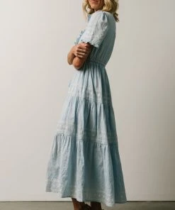 IL Lucy Button Front Midi Dress | Powder Blue Dresses 10 IL Lucy Button Front Midi Dress | Powder Blue Dresses