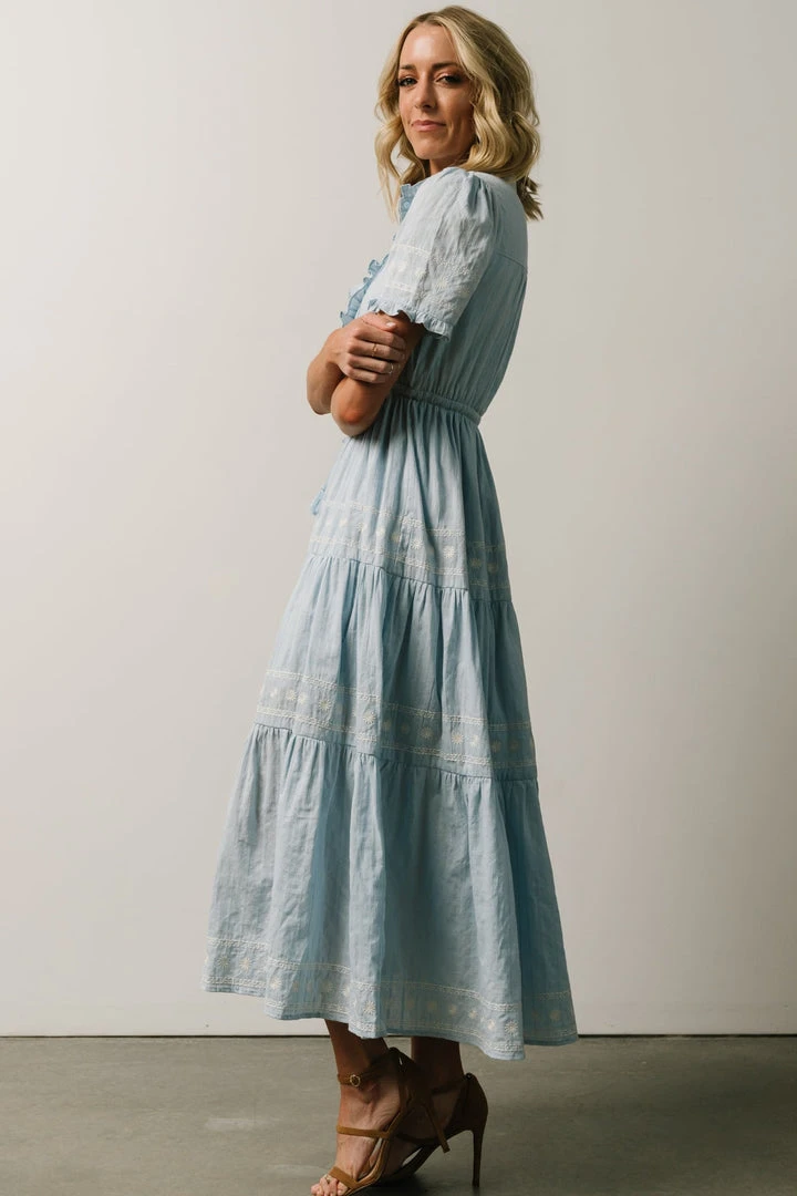 IL Lucy Button Front Midi Dress | Powder Blue Dresses 4 IL Lucy Button Front Midi Dress | Powder Blue Dresses