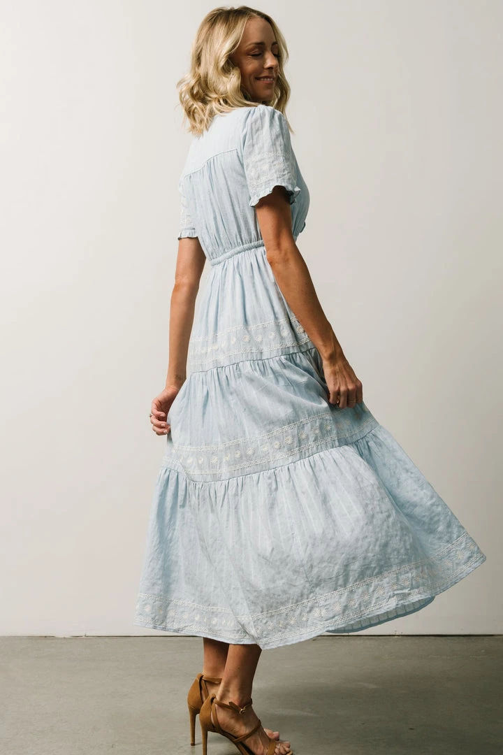 IL Lucy Button Front Midi Dress | Powder Blue Dresses 3 IL Lucy Button Front Midi Dress | Powder Blue Dresses