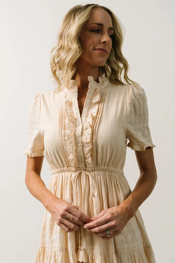 IL Lucy Button Front Midi Dress | Vintage Cream Midi Dresses 2 IL Lucy Button Front Midi Dress | Vintage Cream Midi Dresses